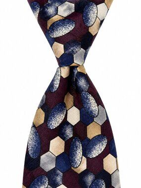 ROBERT TALBOTT Studio Silk Tie Nordstrom Geometric Hexagon Blue Gold